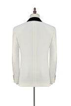Simple White One Button Black Shawl Lapel Men Suits