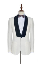 Simple White One Button Black Shawl Lapel Men Suits