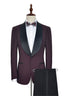 Luxury Burgundy One Button Black Shawl Lapel Men Suits