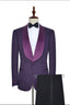 Dark Purple Jacquard One Button Satin Shawl Lapel Men Suits