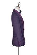 Dark Purple Jacquard One Button Satin Shawl Lapel Men Suits