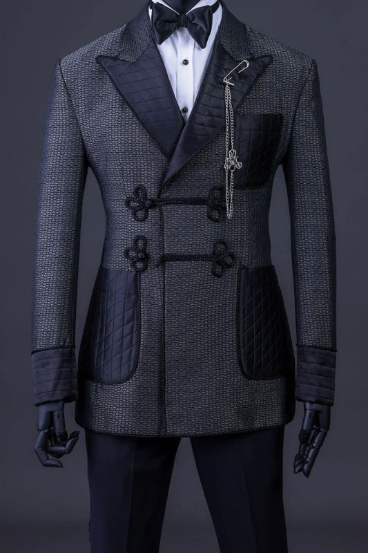 Best Fitted Dark Gray Peaked Lapel Charming Suits For Men Main image