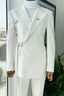 Decent White Peaked Lapel Buckle Belt Men Suits