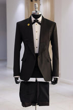 Unique Design Black Jacquard Shawl Lapel Men Suits