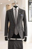 Best Fitted Gray Plaid Notched Lapel Chic Men Suits