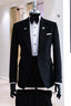 Fancy Navy Jacquard Notched Lapel Close Fitting Men Suits