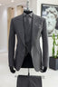 Bespoke Gray Striped Peaked Lapel 3 Piece Men Suits